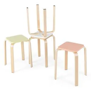 18-Inch Stackable Wooden School Stools Set of 4, Assorted Color | Portable Backless School Chairs with Square Top, Anti-Slip Felt Mats, Stacking Stools for Classroom, Dining Room, Kitchen 18-Inch Stackable Wooden School Stools Set of 4, Assorted Color | Portable Backless School Chairs with Square Top, Anti-Slip Felt Mats, Stacking Stools for Classroom, Dining Room, Kitchen