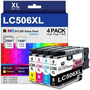 LC506XL Ink Cartridges for Brother LC506 LC 506 XL Ink 4-Pack | XL High Yield Work for Brother MFC-J4355DW MFC-J4555DW MFC-J4557DW Printer (Black Cyan Magenta Yellow) LC506XL Ink Cartridges for Brother LC506 LC 506 XL Ink 4-Pack | XL High Yield Work for Brother MFC-J4355DW MFC-J4555DW MFC-J4557DW Printer (Black Cyan Magenta Yellow)