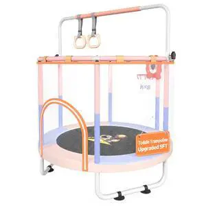 60'' Toddler Trampoline with Safety Enclosure Net, Trampoline for Kids Certified by ASTM USA 2-8 Year Old for Indoor, Lawn Garden 60'' Toddler Trampoline with Safety Enclosure Net, Trampoline for Kids Certified by ASTM USA 2-8 Year Old for Indoor, Lawn Garden