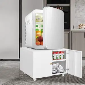 Fridge Cabinet Metal Large Fridge Stand with Storage Mobile Printer Stand on Wheels with Doors and Adjustable Shelf Rolling Printer Table Cart for Home Office Small Space (White-17.72''H) Fridge Cabinet Metal Large Fridge Stand with Storage Mobile Printer Stand on Wheels with Doors and Adjustable Shelf Rolling Printer Table Cart for Home Office Small Space (White-17.72''H)