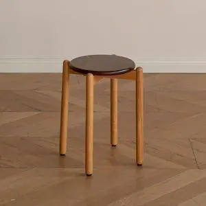 Oak Stackable Stool, Small Plant Stand, Round Wooden Stool for Dining Room, Living Room, Entryway, Classroom, School, 15.4" x 15.4" x 16.7, Walnut Natural Oak Stackable Stool, Small Plant Stand, Round Wooden Stool for Dining Room, Living Room, Entryway, Classroom, School, 15.4" x 15.4" x 16.7, Walnut Natural
