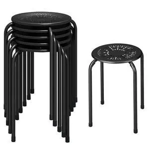 6-Pack Metal Stackable Stools, 17.5'' Backless Nesting With Round Top, Metal Frame for Home Office School, Adults Students Flexible Seating, Portable Classroom Set of 6 (Black) 6-Pack Metal Stackable Stools, 17.5'' Backless Nesting With Round Top, Metal Frame for Home Office School, Adults Students Flexible Seating, Portable Classroom Set of 6 (Black)