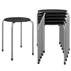 Stackable Stools Set of 6, 17.5in Portable Stacking Bar Stool Grey Classroom Stools with Iron Legs Round Nesting Chairs Flexible Seating for Home Office School Stackable Stools Set of 6, 17.5in Portable Stacking Bar Stool Grey Classroom Stools with Iron Legs Round Nesting Chairs Flexible Seating for Home Office School