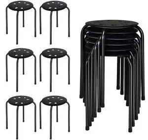 Stackable Stools Set of 6, 17.5in Portable Stacking Bar Stool Black Classroom Stools with Iron Legs Round Nesting Chairs Flexible Seating for Home Office School Stackable Stools Set of 6, 17.5in Portable Stacking Bar Stool Black Classroom Stools with Iron Legs Round Nesting Chairs Flexible Seating for Home Office School