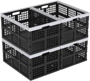 42 L Plastic Stacking Collapsible Storage Crates, 4 Packs | Folding Crate 42 L Plastic Stacking Collapsible Storage Crates, 4 Packs | Folding Crate