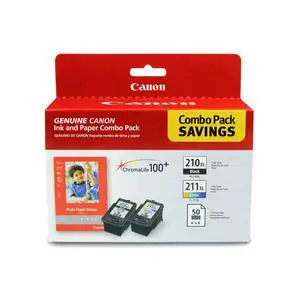 PG-210 XL / CL-211 XL Genuine Ink Value Pack (2 Cartridges) with 50-Sheet Photo Paper, Compatible with MX320/330/340/350/410/420, MP240/250/270/280/480/490/495, iP2702 PG-210 XL / CL-211 XL Genuine Ink Value Pack (2 Cartridges) with 50-Sheet Photo Paper, Compatible with MX320/330/340/350/410/420, MP240/250/270/280/480/490/495, iP2702