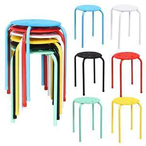 Stackable Stools Set of 6, 17.5in Portable Stacking Bar Stool Colorful Classroom Stools with Iron Legs Round Nesting Chairs Flexible Seating for Home Office School Stackable Stools Set of 6, 17.5in Portable Stacking Bar Stool Colorful Classroom Stools with Iron Legs Round Nesting Chairs Flexible Seating for Home Office School