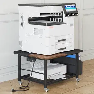 23.6" Large Printer Stand with Power Outlet,3D Printer Table | Rustic Brown,Heavy Duty Rolling Cart for Home Office,Storage Side Pocket,Holds 150 lbs,Fit 3D Printer/Laser/Heat Press Table 23.6" Large Printer Stand with Power Outlet,3D Printer Table | Rustic Brown,Heavy Duty Rolling Cart for Home Office,Storage Side Pocket,Holds 150 lbs,Fit 3D Printer/Laser/Heat Press Table