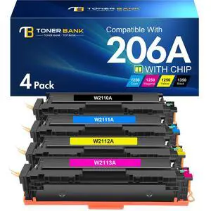 206A Toner Cartridges 4 Pack 206X M283fdw M283cdw M255dw M255nw M283 Set | Replacement for HP Color LaserJet Pro MFP M283fdn M282nw M255 M282 Printer High Yield with Chip (Black Cyan Yellow Magenta) 206A Toner Cartridges 4 Pack 206X M283fdw M283cdw M255dw M255nw M283 Set | Replacement for HP Color LaserJet Pro MFP M283fdn M282nw M255 M282 Printer High Yield with Chip (Black Cyan Yellow Magenta)