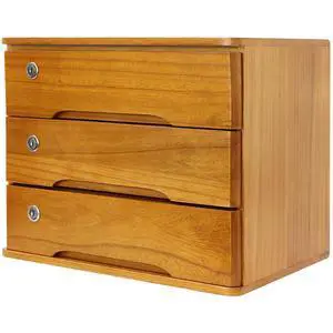 Wood Desk Organizer with 3 Drawers, Lockable Desktop Countertop Storage Cabinet for Home Office Supplies File Tabletop Organizing Unit, 15.75" x 11.02" x 12.2" (Brown) Wood Desk Organizer with 3 Drawers, Lockable Desktop Countertop Storage Cabinet for Home Office Supplies File Tabletop Organizing Unit, 15.75" x 11.02" x 12.2" (Brown)