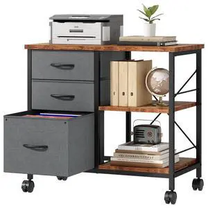 3-Tier Mobile File Cabinet, Rolling Printer Stand with Storage | Fabric Lateral Filing Cabinet fits A4/Letter Size, Under Desk Drawer Cabinet, Printer Cart for Home Office, Gray 3-Tier Mobile File Cabinet, Rolling Printer Stand with Storage | Fabric Lateral Filing Cabinet fits A4/Letter Size, Under Desk Drawer Cabinet, Printer Cart for Home Office, Gray
