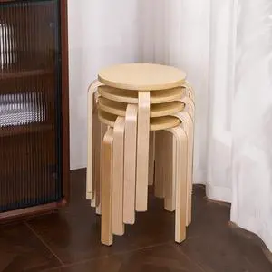 Stackable Bentwood Stool Set of 4, 18" Round Wood Nesting StoolsSuitable for classrooms, Dining RoomsKitchensLiving RoomPartiesBirch Stackable Bentwood Stool Set of 4, 18" Round Wood Nesting StoolsSuitable for classrooms, Dining RoomsKitchensLiving RoomPartiesBirch