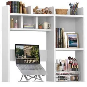 Desk Hutch White Desktop Bookshelf Shelf - 37 Inch Computer Desk Organizer for Dorm Room, Wood Storage Rack for Home Office Desktop Display Shelves, Small Bookcase for Top of Desk Desk Hutch White Desktop Bookshelf Shelf - 37 Inch Computer Desk Organizer for Dorm Room, Wood Storage Rack for Home Office Desktop Display Shelves, Small Bookcase for Top of Desk