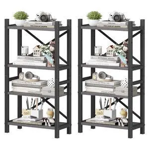 2-Pack Desktop Bookshelf, 4-Tier Stackable Narrow Bookcase, Adjustable Industrial Desk Organizer & Hutch - Rustic Brown Wood Desktop Book Organizer for Living Room, Bedroom & Home Office 2-Pack Desktop Bookshelf, 4-Tier Stackable Narrow Bookcase, Adjustable Industrial Desk Organizer & Hutch - Rustic Brown Wood Desktop Book Organizer for Living Room, Bedroom & Home Office