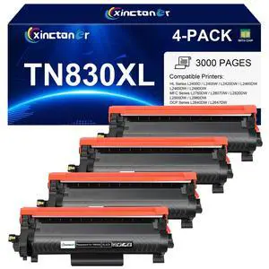 TN830XL 830XL Toner Cartridge for Brother MFC-L2820DW HL-L2460DW | Compatible for Brother TN830XL TN-830XL TN830 XL/V/R for HL-L2460DW DCP-L2640DW HL-L2405W HL-L2400D HL-L2480DW Printer 4-Pack TN830XL 830XL Toner Cartridge for Brother MFC-L2820DW HL-L2460DW | Compatible for Brother TN830XL TN-830XL TN830 XL/V/R for HL-L2460DW DCP-L2640DW HL-L2405W HL-L2400D HL-L2480DW Printer 4-Pack