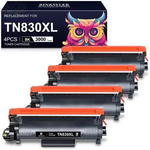 4-Pack TN830XL TN830 Black Toner Cartridges for Brother TN-830-XL | High Yield with Chip, Use for Brother HL-L2460DW DCP-L2640DW MFC-L2820DW Printer (4x Black TN830 XL Toner) 4-Pack TN830XL TN830 Black Toner Cartridges for Brother TN-830-XL | High Yield with Chip, Use for Brother HL-L2460DW DCP-L2640DW MFC-L2820DW Printer (4x Black TN830 XL Toner)