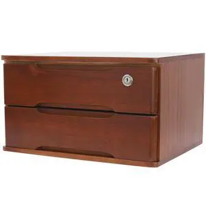 Wood Desk Organizer with 2 Drawers, Lockable Desktop Countertop Storage Cabinet for Home Office Supplies File Tabletop Organizing Unit (Dark Brown) Wood Desk Organizer with 2 Drawers, Lockable Desktop Countertop Storage Cabinet for Home Office Supplies File Tabletop Organizing Unit (Dark Brown)