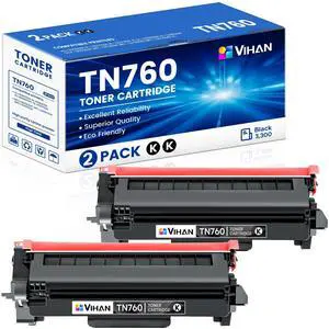 TN760 High Yield Black Toner Cartridge Compatible Replacement for Brother TN-760 TN 760 MFC-L2710DW MFC-L2750DW DCP-L2550DW HL-L2350DW HL-L2370DW Toner Printer (2 Pack) TN760 High Yield Black Toner Cartridge Compatible Replacement for Brother TN-760 TN 760 MFC-L2710DW MFC-L2750DW DCP-L2550DW HL-L2350DW HL-L2370DW Toner Printer (2 Pack)