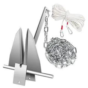 Boat Anchor Kit, Fluke Style Anchor, Galvanized Steel Hot Dipped Fluke Anchor Includes Anchor,Chain,Rope, Shackles for Boat Mooring on The Beach Boat Anchor Kit, Fluke Style Anchor, Galvanized Steel Hot Dipped Fluke Anchor Includes Anchor,Chain,Rope, Shackles for Boat Mooring on The Beach