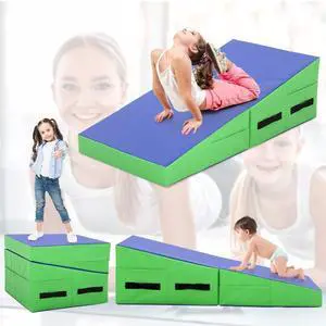 Gymnastics Mat - Incline Tumbling Mat, Folding, Cheese Wedge Design for Kids Indoor/Outdoor Exercise & Yoga Gymnastics Mat - Incline Tumbling Mat, Folding, Cheese Wedge Design for Kids Indoor/Outdoor Exercise & Yoga