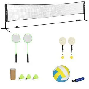 17ft Portable All-in-One Badminton Set, Height Adjustable Net | Pickleball and Volleyball Net, Outdoor Sports Set, for Backyard Beach Driveway Games 17ft Portable All-in-One Badminton Set, Height Adjustable Net | Pickleball and Volleyball Net, Outdoor Sports Set, for Backyard Beach Driveway Games