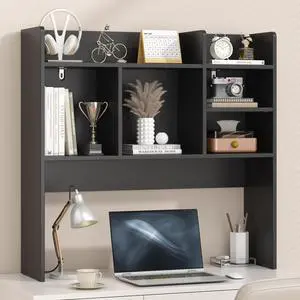 Desk Hutch with 6 Shelves, Desktop Organizer Shelf for Office Dorm, Black | Wood Desk Shelf for Top of Desk, Over Desk Hutch Bookshelf, Anti-Tip Design, Non-Slip Feet. Space-Saving Design Desk Hutch with 6 Shelves, Desktop Organizer Shelf for Office Dorm, Black | Wood Desk Shelf for Top of Desk, Over Desk Hutch Bookshelf, Anti-Tip Design, Non-Slip Feet. Space-Saving Design