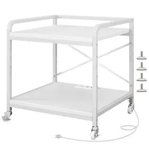 Under Desk Printer Stand with Power Outlet,2 Tier Large Printer Table with Adjustable Shelf,Rolling Printer Cart with Industrial Wheels for Home Office,20"×20" White Under Desk Printer Stand with Power Outlet,2 Tier Large Printer Table with Adjustable Shelf,Rolling Printer Cart with Industrial Wheels for Home Office,20"×20" White