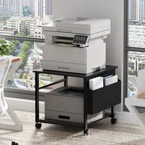Black Large Printer Stand with Storage, 23.6" W x 23.6" D x 22.8" H Printer Table for Home Office, Rolling Printer Cart Holder with Lockable Wheels, Mobile Mini Fridge Stand Table Black Large Printer Stand with Storage, 23.6" W x 23.6" D x 22.8" H Printer Table for Home Office, Rolling Printer Cart Holder with Lockable Wheels, Mobile Mini Fridge Stand Table