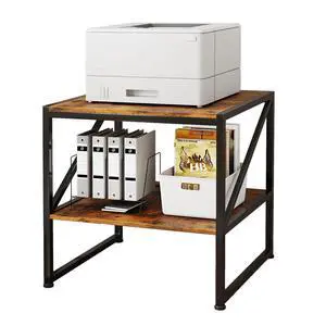 2-Tier Large Priner Stand with Storage Shelf, 20"×20" Under Desk Printer Table for Office, Mini Fridge Stand, End Table for Living Room, Heavy Duty Storage Rack for Scanner Fax Machine, Rustic Brown 2-Tier Large Priner Stand with Storage Shelf, 20"×20" Under Desk Printer Table for Office, Mini Fridge Stand, End Table for Living Room, Heavy Duty Storage Rack for Scanner Fax Machine, Rustic Brown