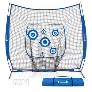 7'x7' 8'x8' Baseball Softball Practice Net with 6 Targets for Kids Adults, Pitching Hitting Training Net, Anchor Kits, Carry Bag 7'x7' 8'x8' Baseball Softball Practice Net with 6 Targets for Kids Adults, Pitching Hitting Training Net, Anchor Kits, Carry Bag