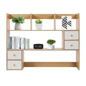 Desktop Bookshelf, Adjustable Desk Hutch Organizer with 8 Shelves & 4 Drawers, Extendable Desk Storage Organizer, Desktop Shelves Rack Top Bookcase for Home Office Desktop Bookshelf, Adjustable Desk Hutch Organizer with 8 Shelves & 4 Drawers, Extendable Desk Storage Organizer, Desktop Shelves Rack Top Bookcase for Home Office