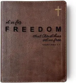 FREEDOM - NIV Journaling Bible | Brown With Gold Cross | Christ Has Set Us Free | Includes Option to add Engraved Name | Personalized and Customizable Gift FREEDOM - NIV Journaling Bible | Brown With Gold Cross | Christ Has Set Us Free | Includes Option to add Engraved Name | Personalized and Customizable Gift