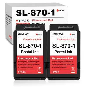SL-870-1 Postage Red Ink Cartridge Compatible for Pitney Bowes SL-870-1 New SendPro Mailstation Postage Meter (CSD1) - 2 Pack 18ML SL-870-1 XXL Fluorescent Red Ink Cartridge SL-870-1 Postage Red Ink Cartridge Compatible for Pitney Bowes SL-870-1 New SendPro Mailstation Postage Meter (CSD1) - 2 Pack 18ML SL-870-1 XXL Fluorescent Red Ink Cartridge