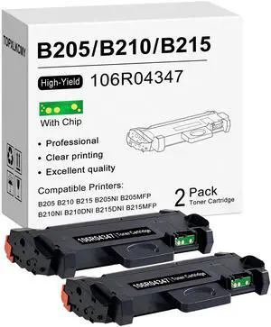 B205/ B210/ B215 (2-Pack, High Yield) Black Toner Cartridge Replacement for Xerox B205 B210 B215 B205NI B205MFP B210DNI B215DNI B215MFP - 106R04347 B205/ B210/ B215 (2-Pack, High Yield) Black Toner Cartridge Replacement for Xerox B205 B210 B215 B205NI B205MFP B210DNI B215DNI B215MFP - 106R04347