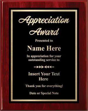 Custom Engraved Plaque Personalized for Appreciation - Plaques with Custom Engraving - Awards for Employee Recognition - Choose Your Size, Customize Now! (10.5x13) Custom Engraved Plaque Personalized for Appreciation - Plaques with Custom Engraving - Awards for Employee Recognition - Choose Your Size, Customize Now! (10.5x13)