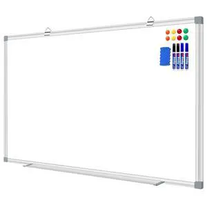 Dry Erase Board 48 X 36 Inch, 4' X 3' Wall-Mounted White Board with Marker Tray, Presentation Board for Home Office Classroom Dry Erase Board 48 X 36 Inch, 4' X 3' Wall-Mounted White Board with Marker Tray, Presentation Board for Home Office Classroom