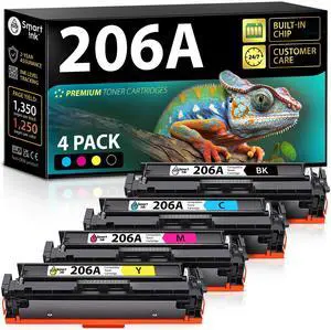 Compatible 206A Toner Replacement for HP 206A Toner Cartridges 4 Pack 206X with Chip to use with Color Laserjet Pro MFP M283fdw M283cdw Laserjet Pro M255dw M255nw (Black Cyan Magenta Yellow) Compatible 206A Toner Replacement for HP 206A Toner Cartridges 4 Pack 206X with Chip to use with Color Laserjet Pro MFP M283fdw M283cdw Laserjet Pro M255dw M255nw (Black Cyan Magenta Yellow)