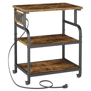 3 Tier Large Printer Stand with Power Outlet/Adjustable Shelf | 22"x15" Large Top,Fit 2-3 printers,Rolling Cart with Wheels,Table for Home Office,Fit 3D Printer/Heat Press/Laser,Brown 3 Tier Large Printer Stand with Power Outlet/Adjustable Shelf | 22"x15" Large Top,Fit 2-3 printers,Rolling Cart with Wheels,Table for Home Office,Fit 3D Printer/Heat Press/Laser,Brown