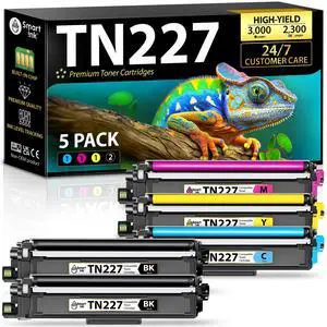 Compatible TN227 High Yield Toner Cartridge 5 Pack (2BK/C/M/Y) Replacement for Brother TN-227 TN-223 TN223bk TN227bk to use with MFC-L3770CDW HL-L3290CDW HL-L3270CDW MFC-L3710CW HL-L3210CW Compatible TN227 High Yield Toner Cartridge 5 Pack (2BK/C/M/Y) Replacement for Brother TN-227 TN-223 TN223bk TN227bk to use with MFC-L3770CDW HL-L3290CDW HL-L3270CDW MFC-L3710CW HL-L3210CW
