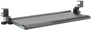 Desk Clamp Tilting Keyboard Tray, 5 Tilt Angles, Negative and Positive Tilt, Slides Under Desk, 26.8-Inch W x 11.1-Inch D, Black (KT175) Desk Clamp Tilting Keyboard Tray, 5 Tilt Angles, Negative and Positive Tilt, Slides Under Desk, 26.8-Inch W x 11.1-Inch D, Black (KT175)