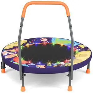 36 Toddler Trampoline with Lights, Folding Springless ASTM Approved Small Kids Rebounder with Foam Handle, Safety Padded Cover & Foldable Legs, Mini Indoor Baby Trampolines 36 Toddler Trampoline with Lights, Folding Springless ASTM Approved Small Kids Rebounder with Foam Handle, Safety Padded Cover & Foldable Legs, Mini Indoor Baby Trampolines