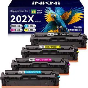 202X Toner Cartridges CF500X 202A,4 Pack Black Cyan Yellow Magenta | Compatible for LaserJet Pro MFP M281fdw M254dw M281fdn M281cdw M280nw M254dn M254nw Printer,With Chip,Business Home Office 202X Toner Cartridges CF500X 202A,4 Pack Black Cyan Yellow Magenta | Compatible for LaserJet Pro MFP M281fdw M254dw M281fdn M281cdw M280nw M254dn M254nw Printer,With Chip,Business Home Office