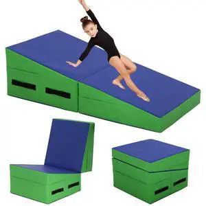 Folding Incline Gymnastics Mat for Tumbling, Folding Tumbling Mats Cheese Wedge Incline Mat with Non-Slip PU Leather Surface & Handles, Gym Fitness Tumbling Matts for Kids Girls Home Training Exercise Folding Incline Gymnastics Mat for Tumbling, Folding Tumbling Mats Cheese Wedge Incline Mat with Non-Slip PU Leather Surface & Handles, Gym Fitness Tumbling Matts for Kids Girls Home Training Exercise