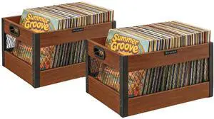 Vinyl Record Storage Crate, Wooden LP Record Organizer, Holds 6080 Records Each, 2 Packs Classic Cube Storage for Albums Vinyl Record Storage Crate, Wooden LP Record Organizer, Holds 6080 Records Each, 2 Packs Classic Cube Storage for Albums