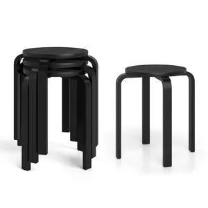 Stackable Stools Set of 4, 18" Round Stacking Backless Nesting Stools, School Chairs, Flexible Seating for Classroom Elementary, Students, Adults, Kitchen, Dining Room, Black Stackable Stools Set of 4, 18" Round Stacking Backless Nesting Stools, School Chairs, Flexible Seating for Classroom Elementary, Students, Adults, Kitchen, Dining Room, Black