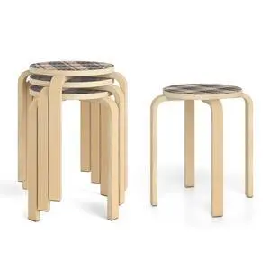 Stackable Stools Set of 4, 18" Round Stacking Backless Nesting Stools, School Chairs, Flexible Seating for Classroom Elementary, Students, Adults, Kitchen, Dining Room (Natural & Black) Stackable Stools Set of 4, 18" Round Stacking Backless Nesting Stools, School Chairs, Flexible Seating for Classroom Elementary, Students, Adults, Kitchen, Dining Room (Natural & Black)