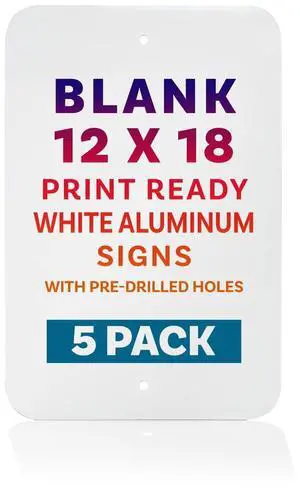 12 x 18 Metal Sign Blank, Print Ready White.040 Aluminum with Rounded Corners and Baked Enamel on Both Sides (5) 12 x 18 Metal Sign Blank, Print Ready White.040 Aluminum with Rounded Corners and Baked Enamel on Both Sides (5)