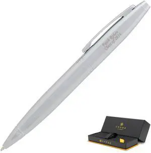 Cross Calais Engraved Ballpoint Pen, Chrome, Two-Line Personalization up to 30 Characters Each, Gift for Graduation, Retirement, Career Advancement, New Job, Cross Gift Box Included Cross Calais Engraved Ballpoint Pen, Chrome, Two-Line Personalization up to 30 Characters Each, Gift for Graduation, Retirement, Career Advancement, New Job, Cross Gift Box Included
