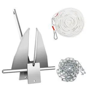 Boat Anchor Kit,Fluke Style Anchor,Hot-Dipped Galvanized Steel, Kit Includes Galvanized Fluke Anchor, Anchor Chain,Rope, Shackles,Boat Anchors for 15'-23' Boats Boats Boat Anchor Kit,Fluke Style Anchor,Hot-Dipped Galvanized Steel, Kit Includes Galvanized Fluke Anchor, Anchor Chain,Rope, Shackles,Boat Anchors for 15'-23' Boats Boats