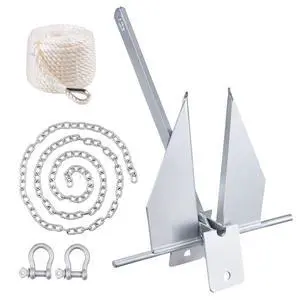 Fluke Style Anchor Kit,Hot-Dipped Galvanized Steel Fluke Anchor with 7.9' Chain Fluke Style Anchor Kit,Hot-Dipped Galvanized Steel Fluke Anchor with 7.9' Chain